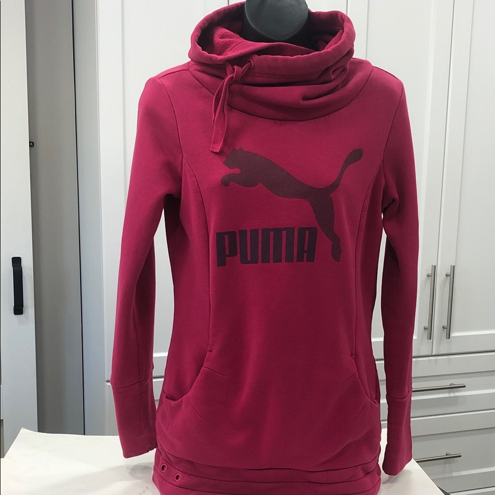 Puma Women’s Pink Longline Hoodie Sweatshirt – Size Small (Also Fits Girls’ XL)